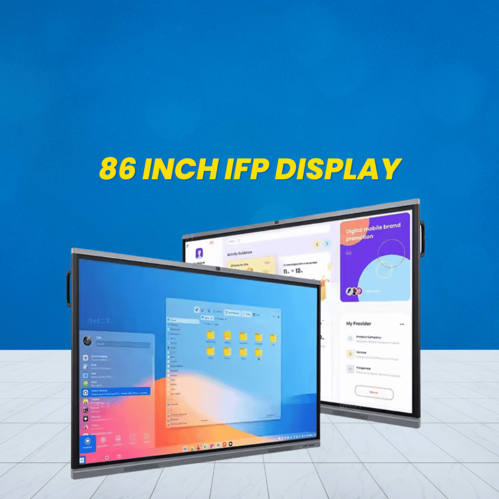 86 inch Interactive Digital Board by Maxx Electronics in Hyderabad, designed for large-scale presentations and immersive learning experiences.