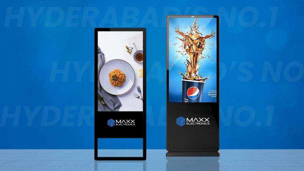 Digital display standee for retail store in Hyderabad by Maxx Electronics